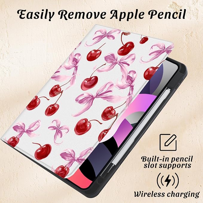Cute Maple Bear Case for 10.2 iPad 2019/2020/2021(7th/8th/9th Gen) with Pencil Holder Auto Wake/Sleep Leather Soft TPU Back Cover for Women Girls