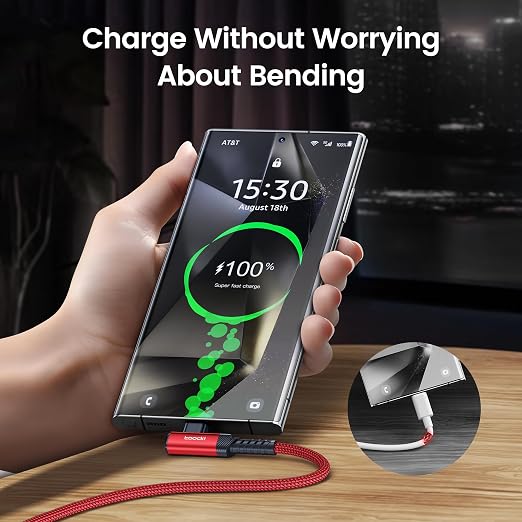 toocki USB C Cable Right Angle 2-Pack 10ft USB A to USB C Charger Cable | Black 90 Degree Braided Fast Charging Carpaly Cord for iPhone17 Series Samsung Galaxy S25/ S24+/Note 10 LG V30 Switch