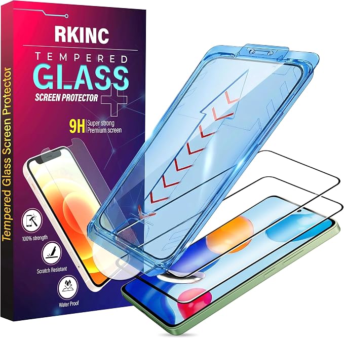 RKINC Screen Protector [2-Pack] for Samsung Galaxy A14 [Automatic Installation] Tempered Glass HD [10X Military Grade Protection] Scratch-Resistant Shatter-Proof