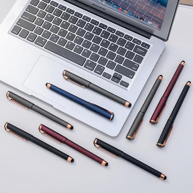 Linbsunne Black Gel Pens 0.7mm Medium Point Pen 2-in-1 Stylus | Pens for Touch Screens Gel Ink Rollerball Office Pens Bulk for Writing (Black Ink 18 Pack-black)