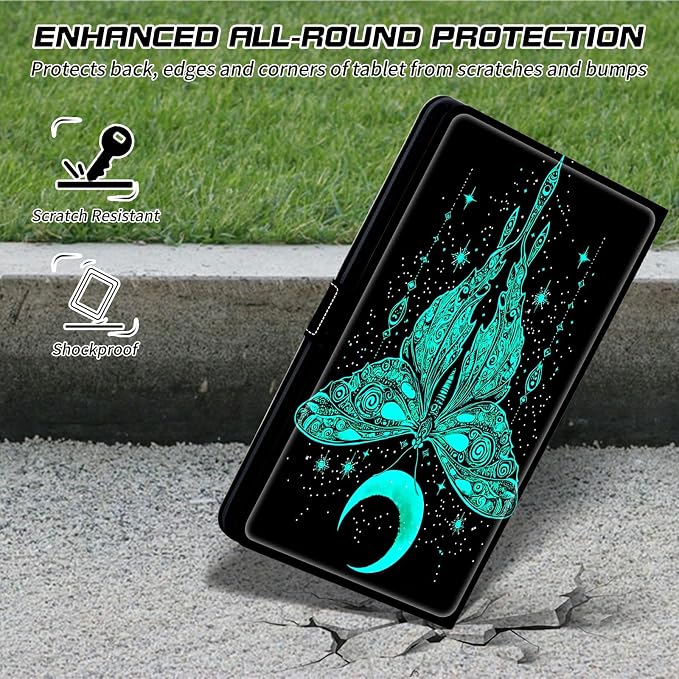 for Walmart Onn 10.1 2024 Onn 10.1 Gen 4 Universal Tablet Case 360 Degree Rotating Kickstand Protective Stand Case with Multiple Viewing PU Leather Shell Case Black Book Cat