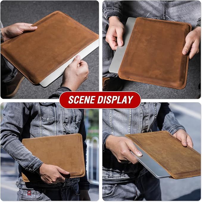 Top Grain Leather 12.9 Tablet Sleeve Slim Protector Vintage Design Fully Handmade Compatible with 12.9 iPad Pro 3/4/5/6 Gen Fits A2233 A2069 A2378 A2379 A2461 A2462 Coffee 12.9 Inch