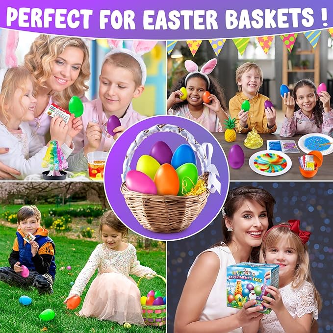 UNGLINGA 6 Experiments Eggs Easter Basket Stuffer Science Kit for Kids Boys Girls Toys Gifts Idea, Science Filler Easter Party Favor Educational S.T.E.M Activities Surprise Eggs