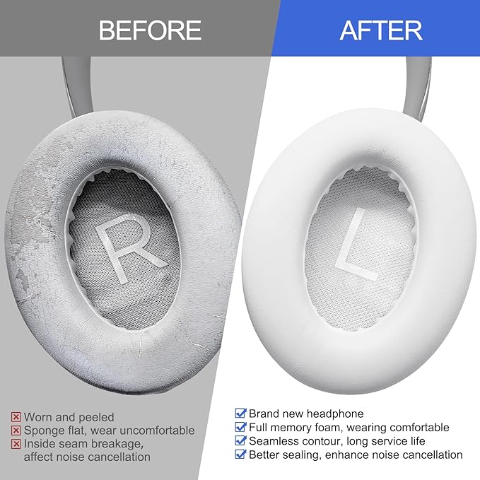 Replacement Ear Pads for Bose NC700 Noise Cancelling Headphones, Upgrade Protein Leather Earpad Cushions for Bose 700 Over-Ear Headset (Soapstone White)