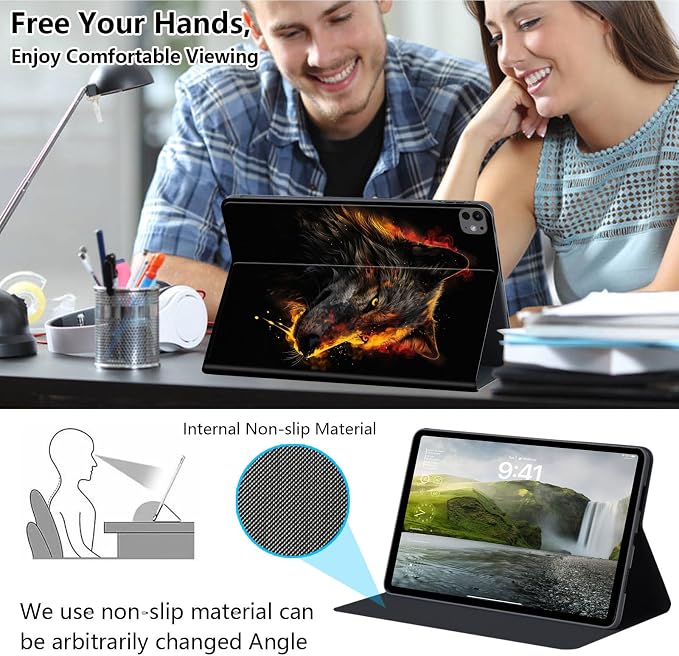 Case for iPad Air 11-inch (M4 2026 / M3 2025 / M2 2024) iPad Air 5th/4th Gen (2022/2020) 10.9 Slim PU Leather Folio Stand &amp Auto Sleep/Wake Protective Smart Cover Tree Fluorescent
