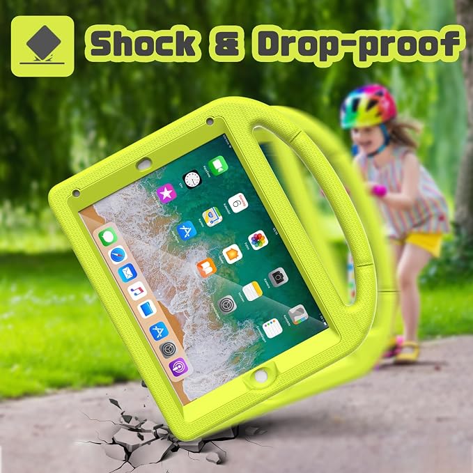 YIHE Shockproof Kids Case for iPad 6th/5th Gen Air 2/1 Pro 9.7 LightBlue | Full-Body Protection Durable Tablet Cover Built-in Screen Protector Stable Stand Lightweight Vibrant Colors