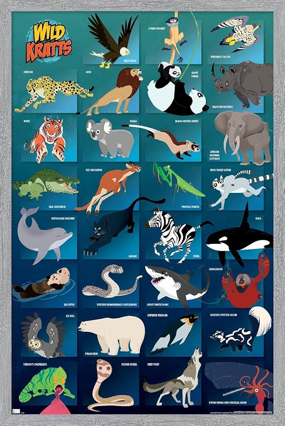 Wild Kratts - Grid Wall Poster, 22.4L" x 14.7W", Gray Framed Version