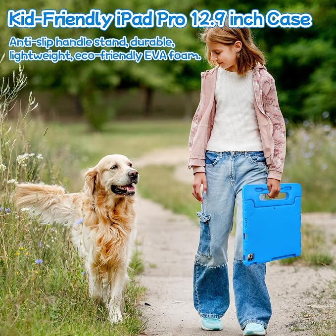 Case for iPad Pro 12.9 Case 2022/2021/2020/2018 with Pencil Holder &amp Hadle Stand Super Protection Kids Proof Cover for iPad Pro 12.9 inch 3rd/4th/5th/6th Generation Black