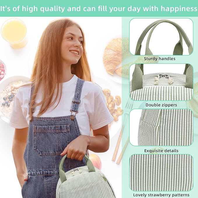 LEDAOU Lunch Box for Women Insulated Lunch Bag Lunch Tote Bags Leakproof Cooler Lunch Case for Travel Work Picnic