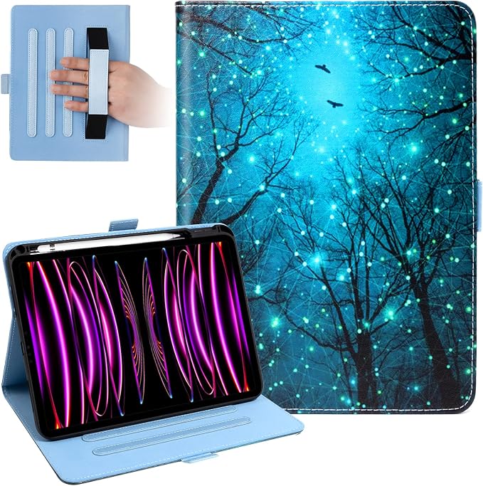Dteck for iPad A16/10th Generation 10.9 Inch 2022 Case with Pencil HolderPremium PU Leather Folio Multiple Viewing Angles Stand Cover Auto Wake/Sleep Protective Tablet Cases for Women MenBookshelf