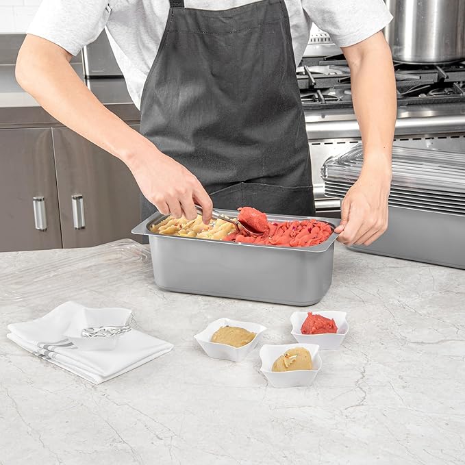 Restaurantware Ice Cream Container 25 Count 5.28 Liter Plastic Frozen Dessert Tub Rectangular Durable Storage Gray