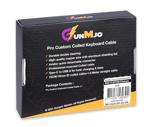 GUNMJO Pro Custom Coiled USB C Cable for Gaming Keyboard Double-Sleeved Mechanical Keyboard Cable with Detachable Metal Aviator 1.5M USB-C to USB-A Blue Color
