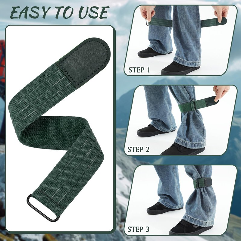 Vincreem 4 Pcs Elastic Ankle Straps Cycling Pant Leg Straps Adjustable Elastic Safety Band Boot Blousers for Climbing Fishing Outdoor Sport (Army Green)
