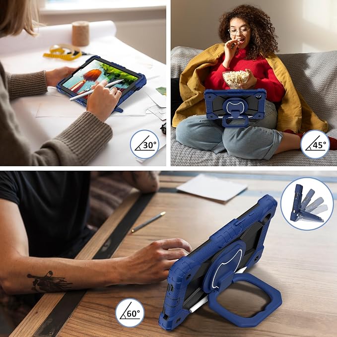 for Samsung Galaxy Tab A9/A11 8.7-Inch 2023/2025 Case.【NO A9+ Plus】 360 Rotating Stand Shoulder Strap Heavy Duty Shockproof Protective Silicone Case (Black)