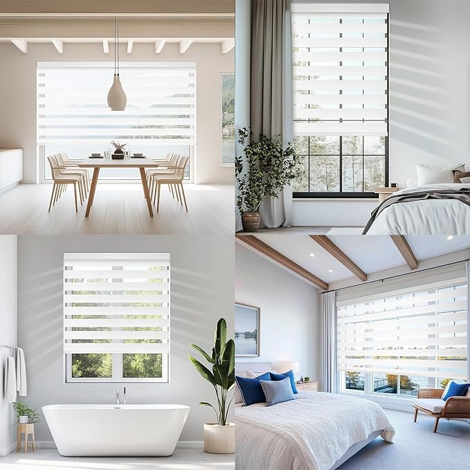 COOLWINDS Motorized Zebra Blinds for Windows Cordless Electric Curtains with Remote Control Blackout Shades Custom Smart Blinds Compatible with Alexa Google Home(Custom)