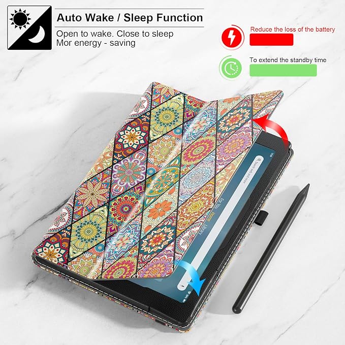 Case for All-New Amazon Fire HD 10 Tablet (13th/11th Generation 2023/2021 Release) 10.1 - Slim Folding Stand Cover with Auto Wake/Sleep Hand Strap &amp Stylus Pen Holder Black Cat