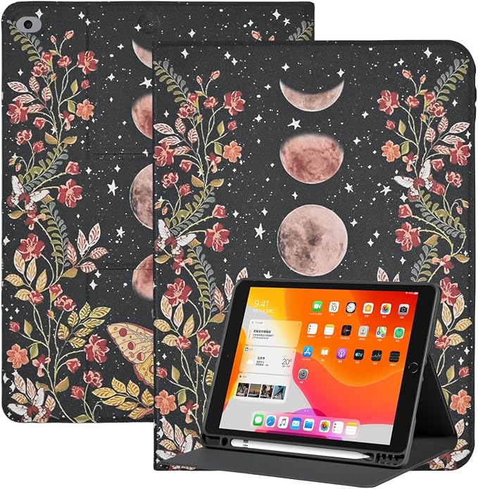 Case for iPad 9th/8th/7th Generation 10.2 Inch 2021/2020/2019 Folio PU Leather Soft TPU Back Cover Multi-Angle Stand Auto Wake/Sleep Smart Case Audio Cassette Tape