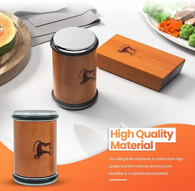 Rolling Knife Sharpener Kit - Magnetic Rolling Sharpener for Knives with 15 & 20 Degree Angles – Rolling Stone Pro Sharpener for Kitchen & Pocket Knives - Ideal Gift for Christmas.