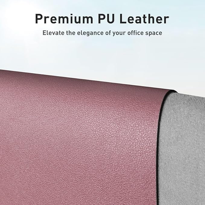 Aothia Leather Office Desk Mouse Pad Protector, Non-Slip PU Leather Laptop Desk Blotter/Mat, Waterproof Writing Pad for Office and Home, Dark Pink, 23.6" x 13.7"
