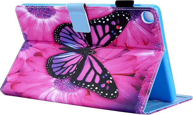 for Galaxy Tab A 8.4 Case 2020 Model (SM-T307/T307U) with Pencil Holder Pockets Multi-Angle Viewing Folio Stand PU Leather Shockproof TPU Cover for Samsung Tab A 8.4 T307 Black Rose Flower