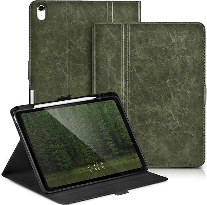 for iPad Air 13 Inch Case M4/M3/M2 (2026/2025/2024) Black | Slim LightweightPremium Vegan Leather CoverPencil HolderAuto Sleep/WakeMulti Viewing AngleTyping AngleMagnetic Clasp