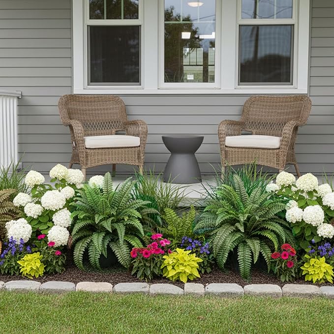 45" Fake Ferns, Set of 2 Boston Fern Artificial Plants for Decorating Office, Patio, Living Room Home Yards Farmhouse Decor, Green