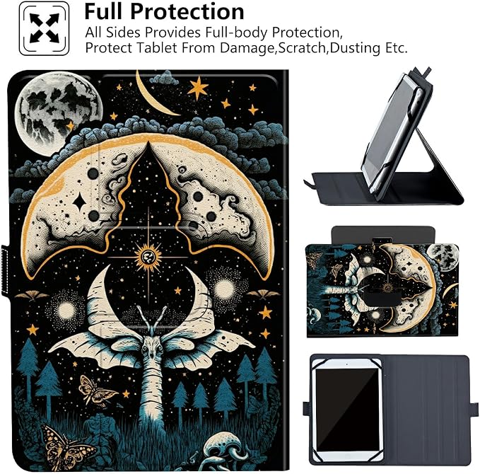 Universal Case for 10.6 inch 11 inch TabletUniversal Case for 10.6-11 Inch Touchscreen TabletSlim PU Leather Stand Folio Shell Cover with 360 Degree Rotatable Kickstand ViewingAbstract Sun Leaf