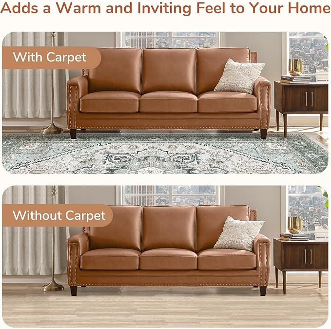 OPPODREAM Thin 8x10 Area Rugs, Washable Rugs 8x10 with Non Slip Backing, Faux Cashmere Low-Pile 8 x 10 Carpet, Green