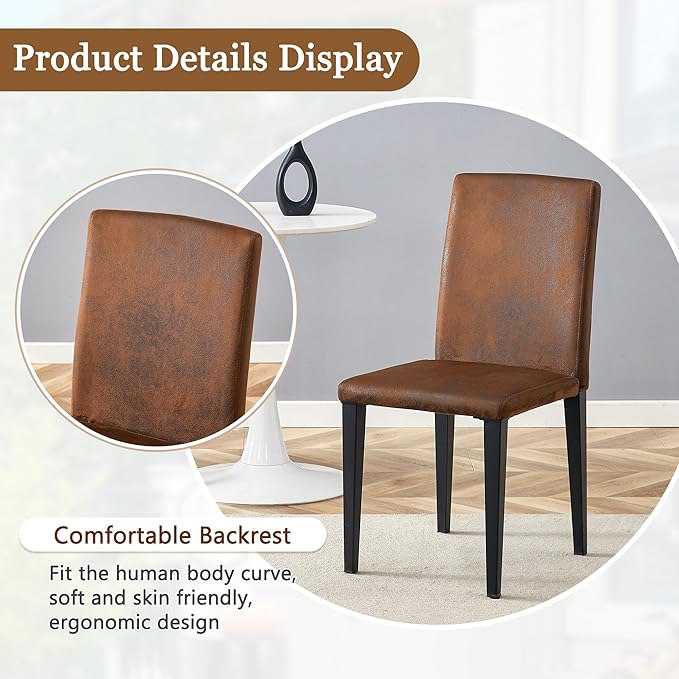 Glass Dining Table Set for 4, 63” Kitchen Table Set for 4, Modern Dining Room Table Set with Upholstered Chairs, Tempered Glass Tabletop with Y Shape Base