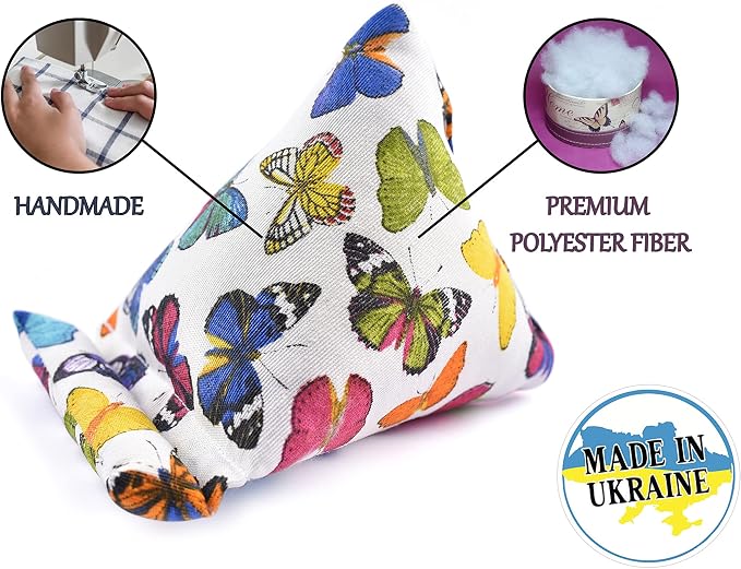 Handmade Phone Pillow Holder - The Wedge Mobile Device Stand - Fabric Phone Stand for All iPhones All Smartphones! 7 x 6.1 x 5.5 Inches (ABC)