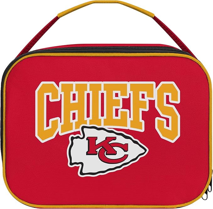 FOCO NFL Unisex-Adult Officially Licensed Wordmark Team Color Big Logo Football Zip Closure 7L Lunch Bag - Kansas City Chiefs