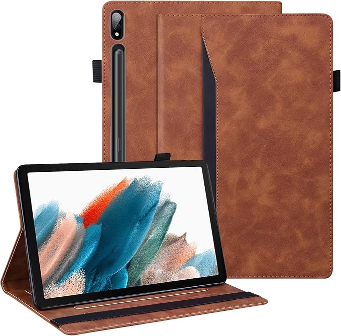 Dteck Wallet Case for Galaxy Tab S10+/S9+/S7 FE/S8+/S7 Plus 12.4 Tablet Premium PU Leather Folding Stand Auto Wake/Sleep Pen Holder Case with Hummingbirds