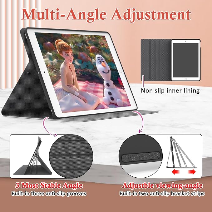 Case for iPad 9th/8th/7th Generation 2021/2020/2019 10.2 inch with Pencil Holder/Multi-Angle Stand Folio Auto Wake/Sleep Cover for iPad 9 8 7 Gen 10.2 (Notebook Black)
