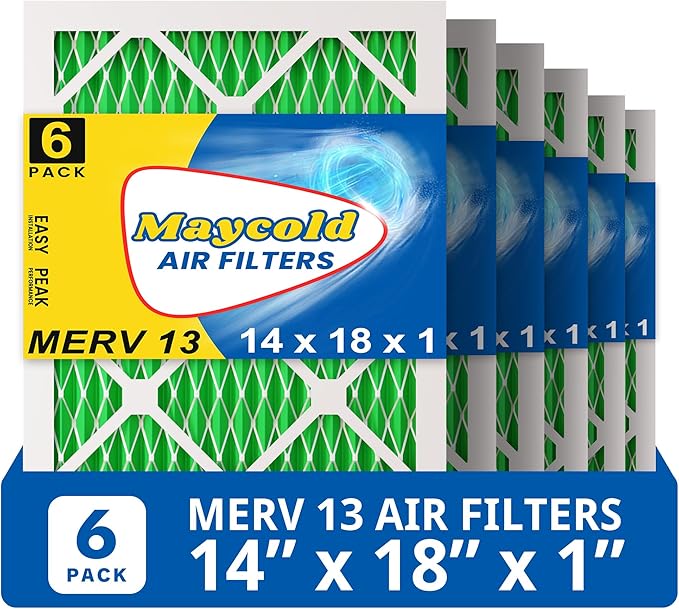 Maycold MERV 13 14x18x1 Air Filter, High-Efficiency Pleated AC & Furnace Filters