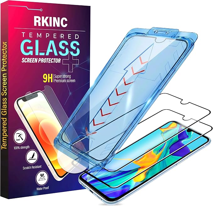 RKINC Screen Protector [2-Pack] for Samsung Galaxy A14 [Automatic Installation] Tempered Glass HD [10X Military Grade Protection] Scratch-Resistant Shatter-Proof