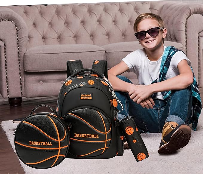 Boys' School Backpack with Lunch Box and Pencil Case - Ideal for Teens and Middle School Students