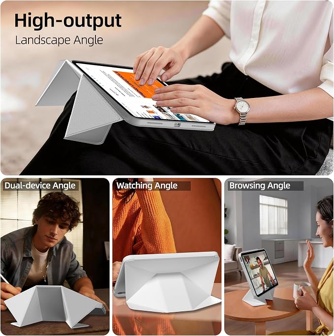 kenke Case for iPad Air 11'' M4/M3/M2 Air 10.9'' 5th/4th Gen Black | Detachable Rotating 360° Magnetic Clear Back Multi-folding Stand Cover Pencil Holder Auto Wake/Sleep Touch ID