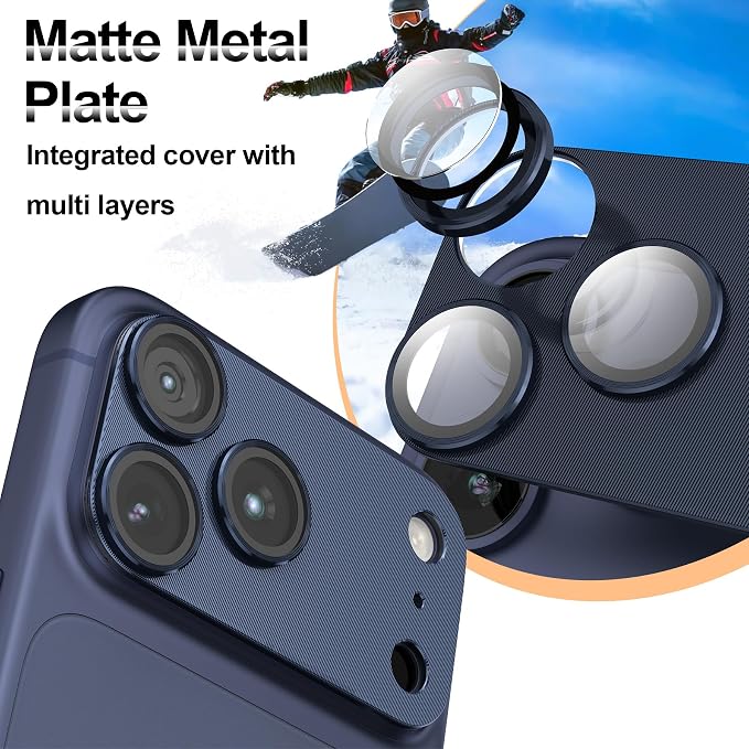 2 Pack for iPhone 17 Pro Camera Lens Protector Metal Aluminum Alloy Tempered Glass Cover Camera Screen Protector Accessories Case Friendly，for iPhone 17 Pro