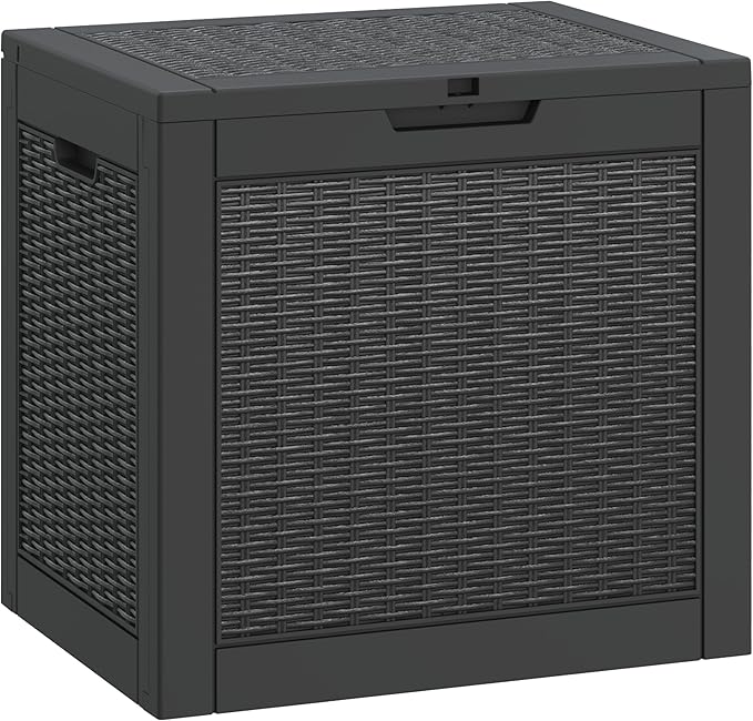 Deck Box, 31 Gallon Resin Outdoor Storage Box, Waterproof and UV Resistant Lightweight Storage Deck Box for Garden Tools, Supplies
