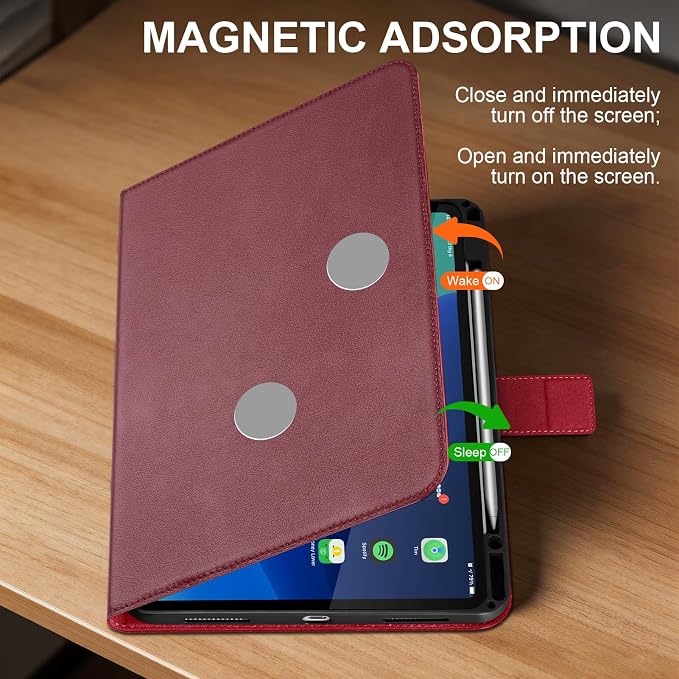 Leather Case for iPad 11th/10th Gen (11/10.9) Black | Genuine Leather Pencil Holder Adjustable Stand Magnetic Closure Auto Wake/Sleep