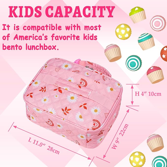 Strawberry Lunch Bag for Girls with Aesthetic Reusable Snack Bag Small Lunch Box Cute Pequeña Lonchera Toddler Lunch Pail