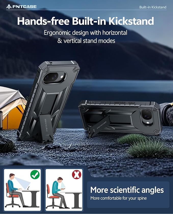 FNTCASE for 11 Pro XL Case Rugged Kickstand 2 Front Frames Black | Built-in Screen Protector 20FT Military-Grade Drop Protection Rugged Heavy Duty Shockproof Full Body Protective Cover