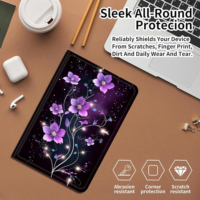 Case for Fire 7 Tablet &amp Fire 7 Kids (12th Gen 2022 Release) - Slim PU Leather Protective Smart Cover with Auto Sleep/Wake &amp Multi-Angle StandBlue Dandelion