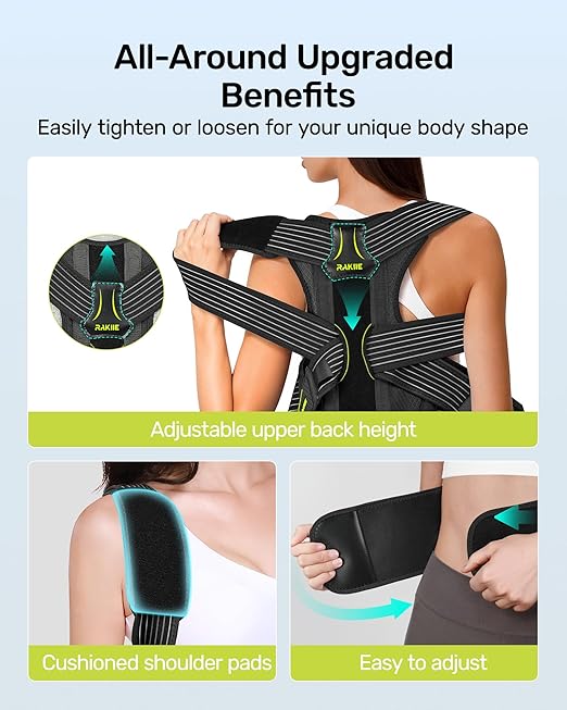 Posture Corrector for Women and Men, Adjustable Back Brace with Underarm Pain Relief Strap, Breathable Shoulder Straightener For Hunchback, Neck, Mid and Upper Back Support, S