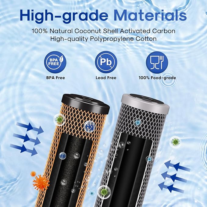ICEPURE 2.5" x 10" Whole House CTO Activated Carbon Water Filter Combo Kit