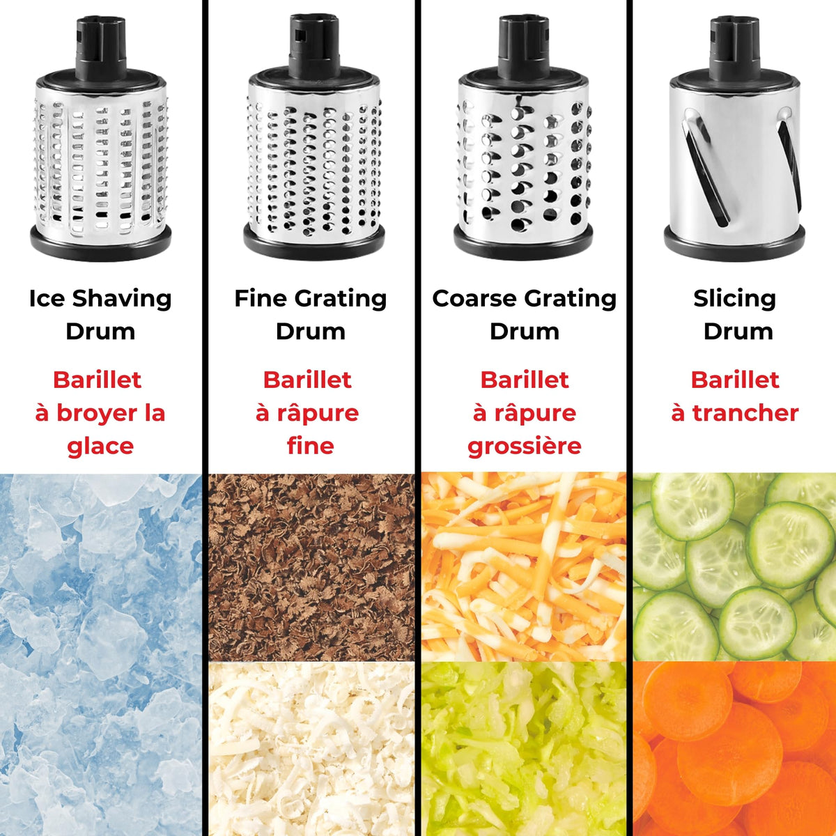 Starfrit Rotary Drum Grater, 4 Stainless Steel Drums, Hand Crank