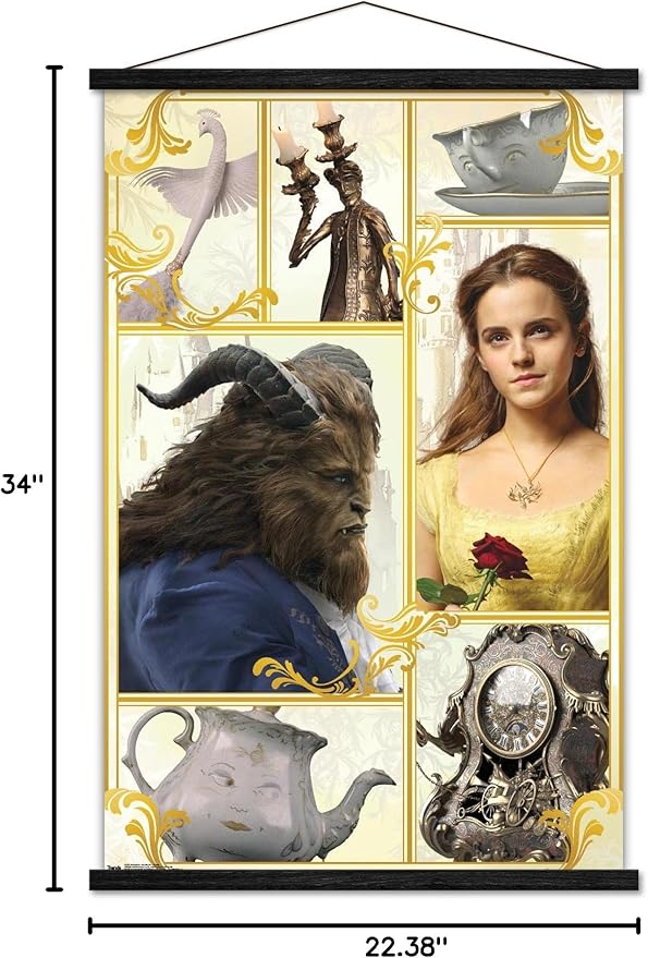 Trends International Disney Beauty And The Beast - Group Wall Poster, 22.375" x 34", Premium Print and Black Hanger Bundle