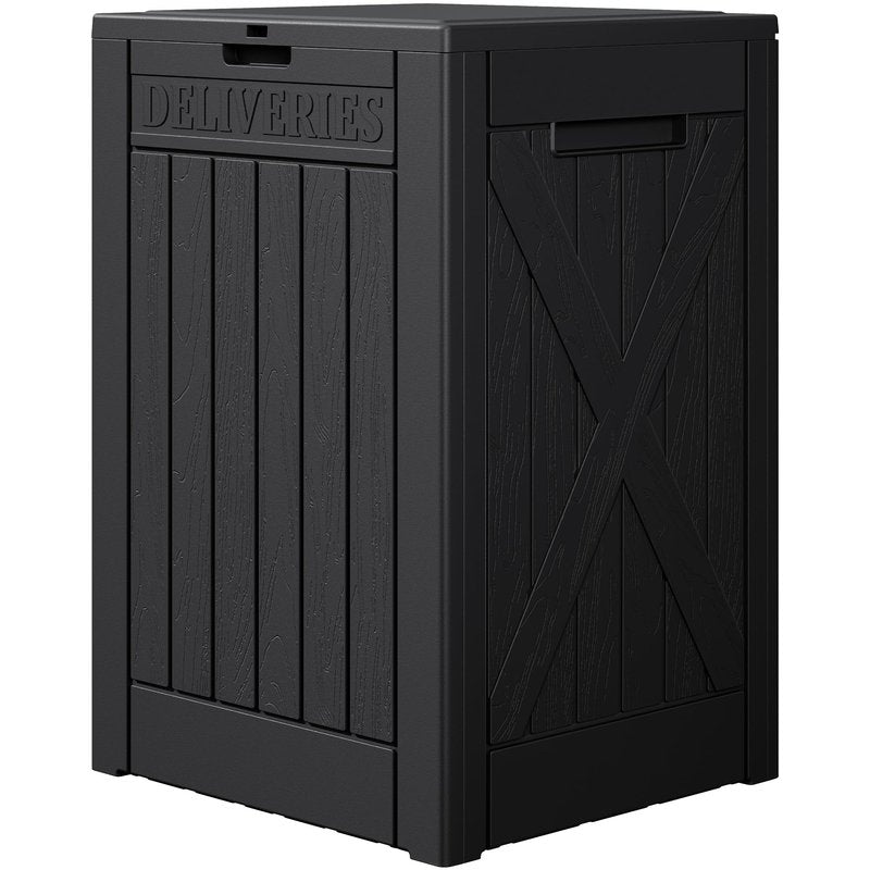 Devoko 48 Gallon Package Delivery Box Outdoor Secure Lockable, Waterproof Deck Box PP Material Storage Container for Porch, Deck (Black, 48 Gallon)