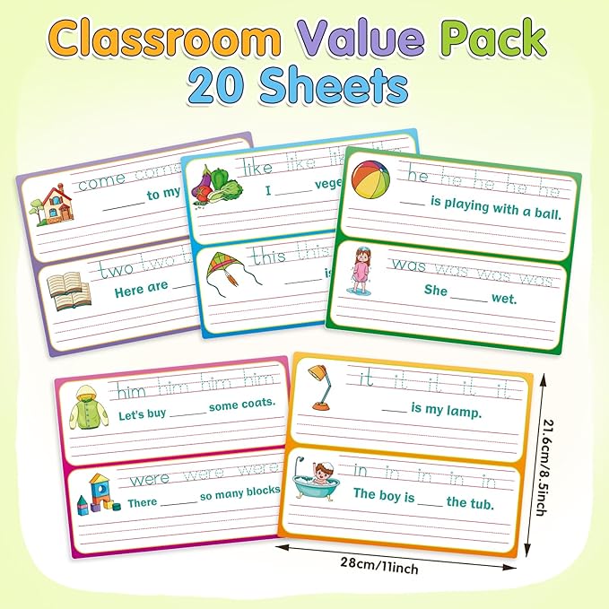 Sight Words Flash Cards Sentence Building for Kids, Handwriting Practice Writing Tracing Phonics Flash Cards,Preschool Kindergarten 1st Grade Learning Activities Homeschool Speech Therapy