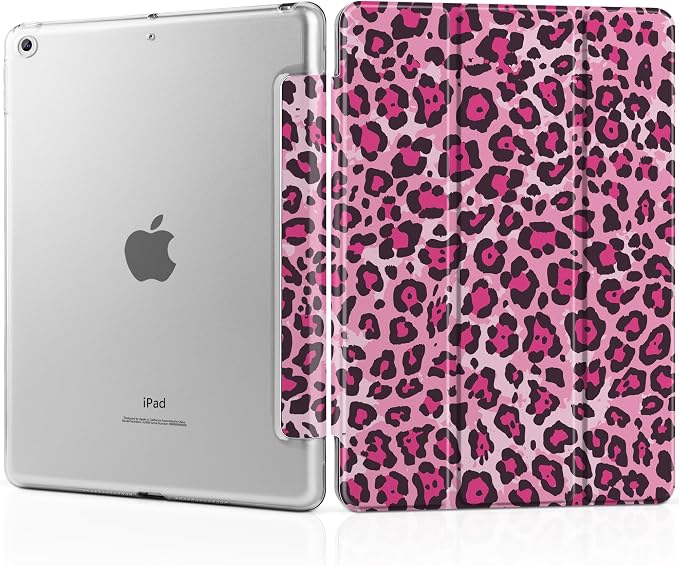 Compatible with iPad 10.2 Inch Case 2021 2020 2019 Smart Lightweight Trifold Stand Hard Plastic Transparent Cover Support Auto Sleep/Wake for iPad 10.2 9th/8th/7th Gen - Bear &amp Cherry